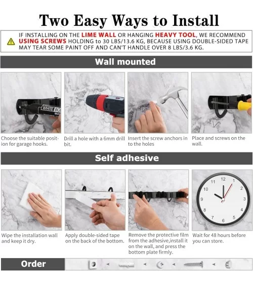 AceMining Besenhalterung Wand | 5 Halter+ 4 Haken