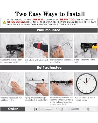 AceMining Besenhalterung Wand | 5 Halter+ 4 Haken