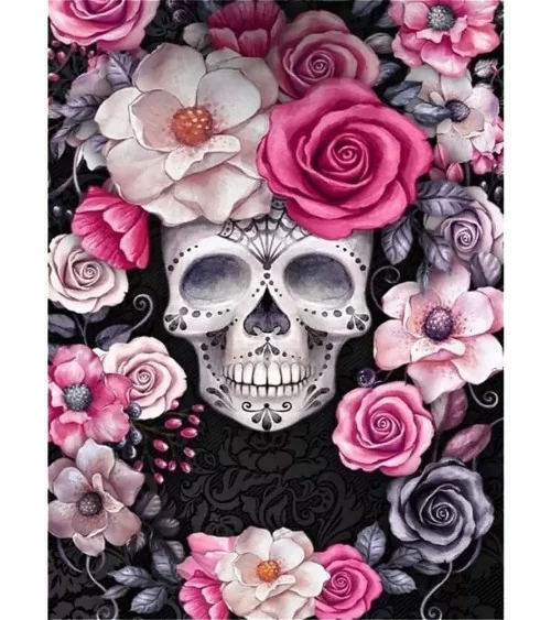 Diamond Painting Totenkopf Blume | Glitzernde Kunstwerke selbst gestalten
