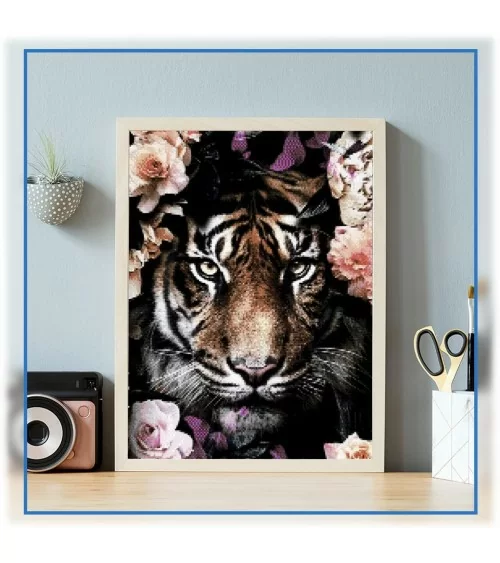 Diamond Painting 30x40cm | Tiger mit Blumen 1