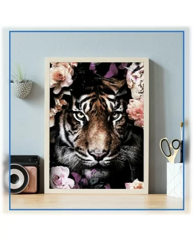 Diamond Painting 30x40cm | Tiger mit Blumen 1