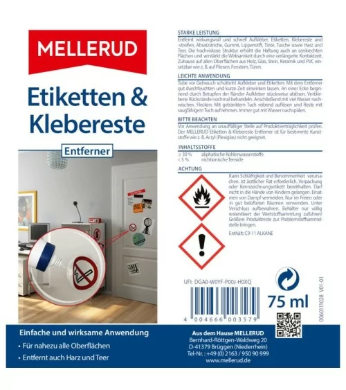MELLERUD Etiketten & Klebereste Entferner | 75 ml