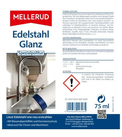 MELLERUD Edelstahl Glanz Spezialpolitur | 75 ml
