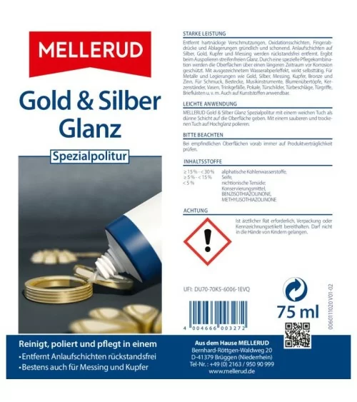 MELLERUD Gold & Silber Glanz - Polissage spécial | 75 ml