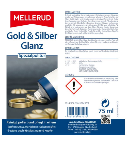 MELLERUD Gold & Silber Glanz Spezialpolitur 75 ml