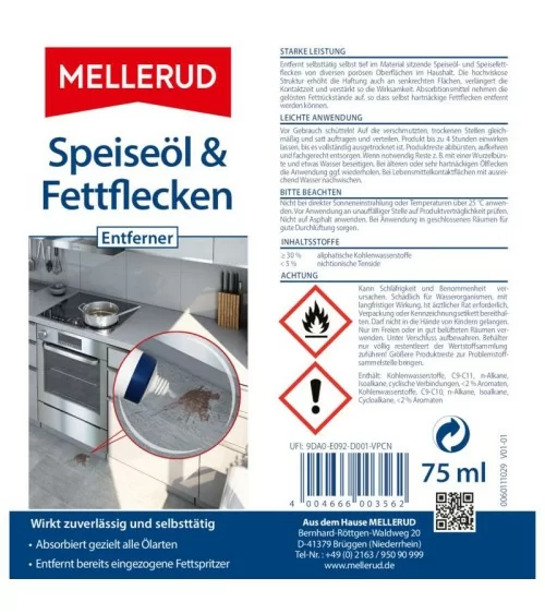 MELLERUD Speiseöl & Fettflecken Entferner | 75 ml