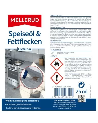 MELLERUD Speiseöl & Fettflecken Entferner | 75 ml