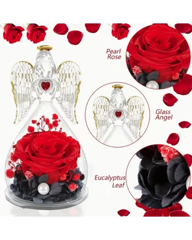 Premium Ewige Rose Engel | Rot