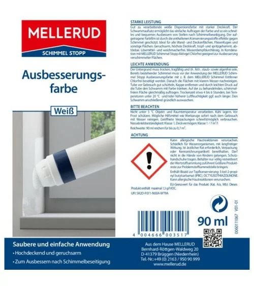 MELLERUD Schimmelstop Ausbesserungsfarbe Weiss | 90ml