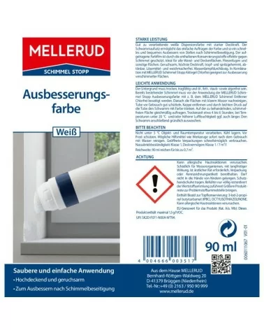MELLERUD Schimmelstop Ausbesserungsfarbe Weiss | 90ml