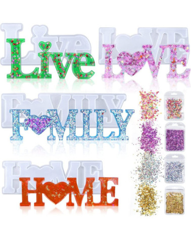Silikon Giessform- Live, Love, Family and Home