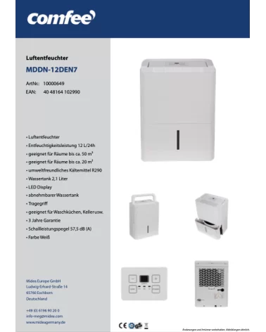 Comfee Luftentfeuchter 12L/24h