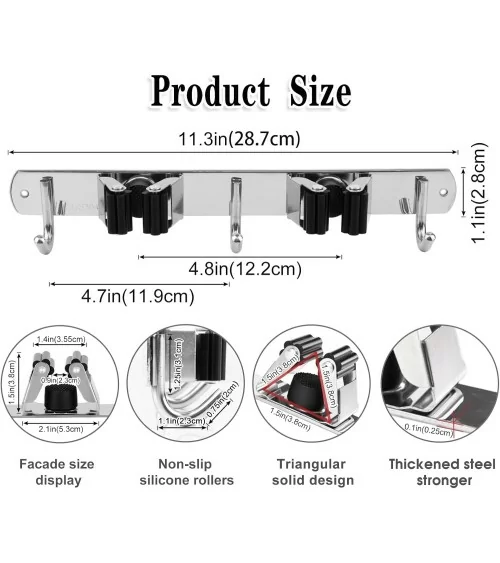 AceMining Besenhalterung Wand | 2 Halter+ 3 Haken