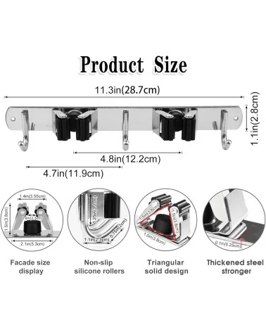 AceMining Besenhalterung Wand | 2 Halter+ 3 Haken