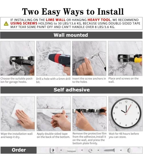 AceMining Besenhalterung Wand | 2 Halter+ 3 Haken