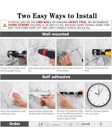 AceMining Besenhalterung Wand | 2 Halter+ 3 Haken