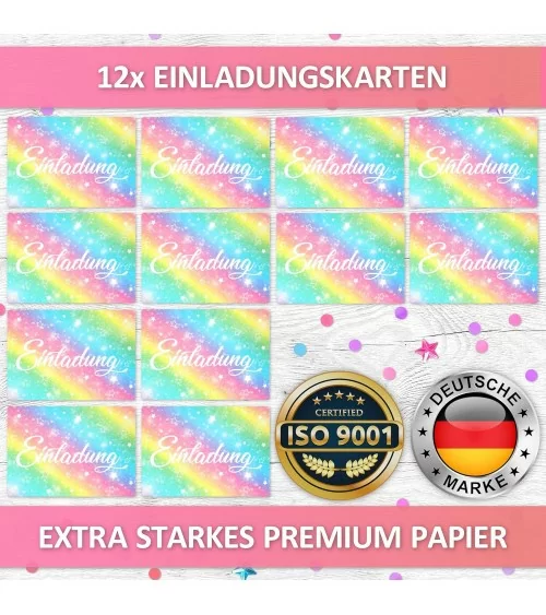 Glitzer Einladungskarten | 12 Stk.