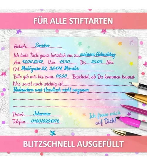 Glitzer Einladungskarten | 12 Stk.