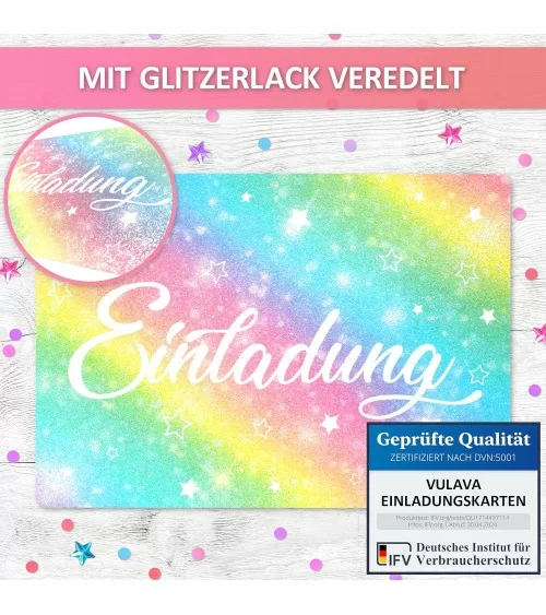 Glitzer Einladungskarten | 12 Stk.
