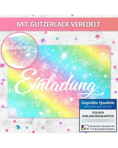 Glitzer Einladungskarten | 12 Stk.