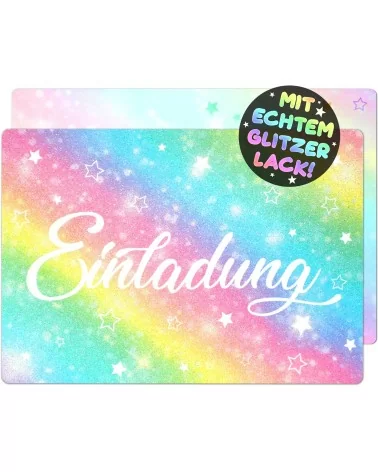 Glitzer Einladungskarten | 12 Stk.