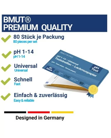 BMUT pH-Wert 1-14 Teststreifen | 80Stk.