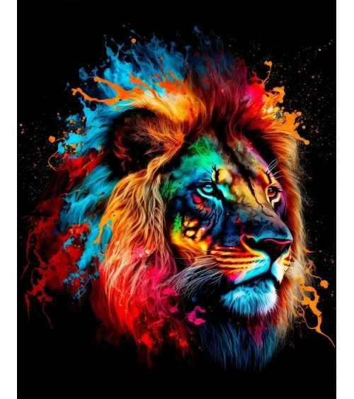 Peinture par numéros 40 x 50 cm | Lion coloré