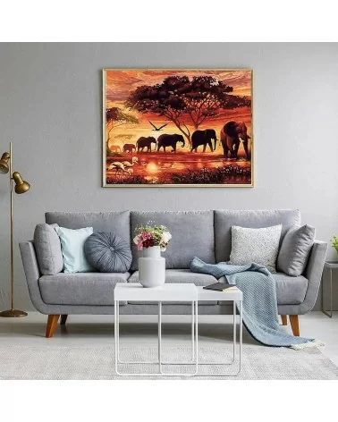 Peinture par numéros 40 x 50 cm | Une famille d'éléphants