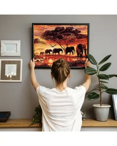 Peinture par numéros 40 x 50 cm | Une famille d'éléphants