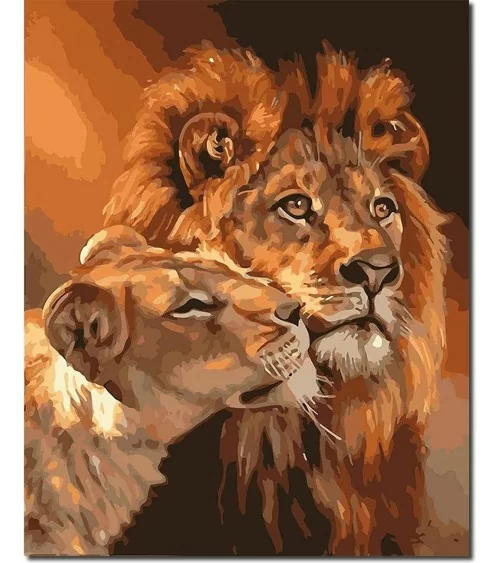 Malen nach Zahlen 40x50cm | Löwe und Löwin