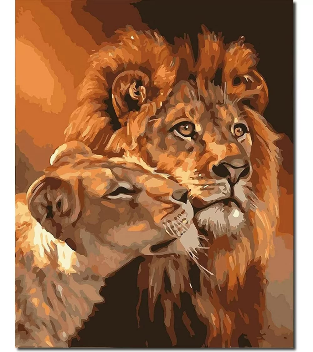 Malen nach Zahlen 40x50cm | Löwe und Löwin