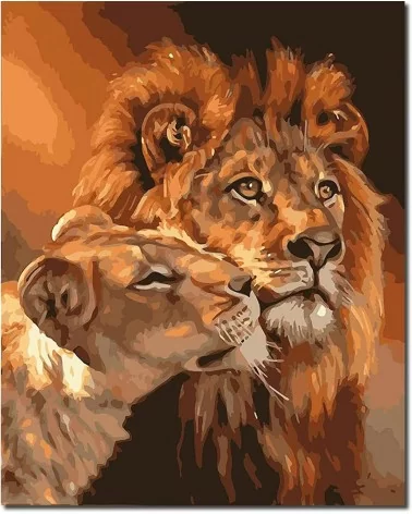 Malen nach Zahlen 40x50cm | Löwe und Löwin