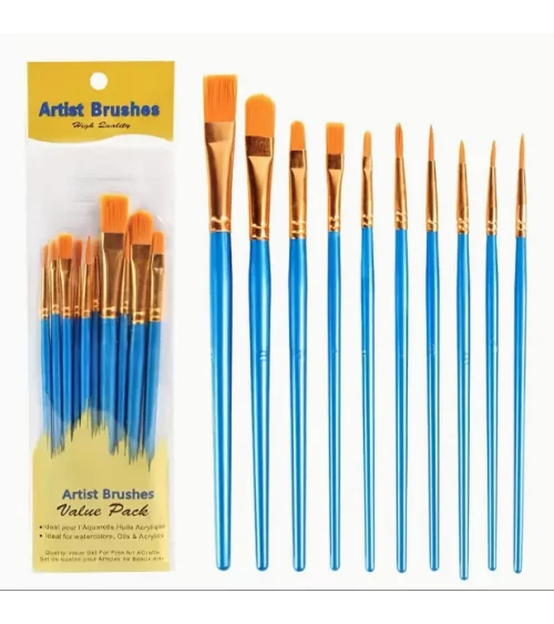 Ensemble de 10 pinceaux d'artiste | Pour une peinture précise à l'acrylique et à l'aquarelle