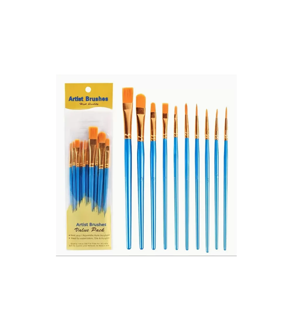Künstlerpinsel 10tlg | Präzise Acryl- und Aquarellmalerei