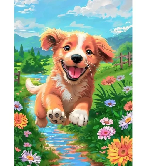Peinture au diamant 30 x 40 cm | Chiot