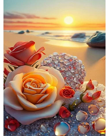 Diamond Painting 30x40cm | Rosen am Strand