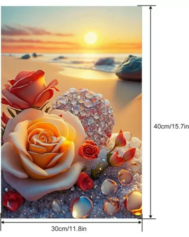 Diamond Painting 30x40cm | Rosen am Strand