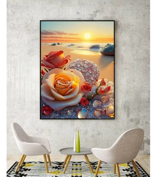 Diamond Painting 30x40cm | Rosen am Strand