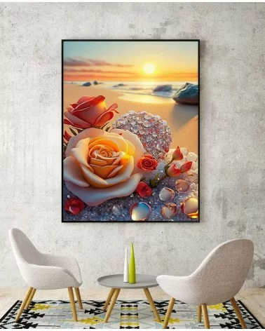 Diamond Painting 30x40cm | Rosen am Strand