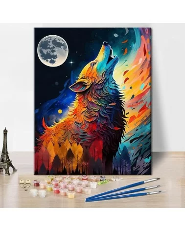 Peinture par numéros 40 x 50 cm | Loup coloré