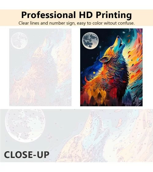 Peinture par numéros 40 x 50 cm | Loup coloré