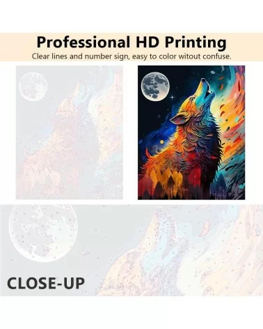 Peinture par numéros 40 x 50 cm | Loup coloré