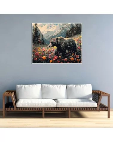 Malen nach Zahlen 30x40cm | Bär mit Blumen