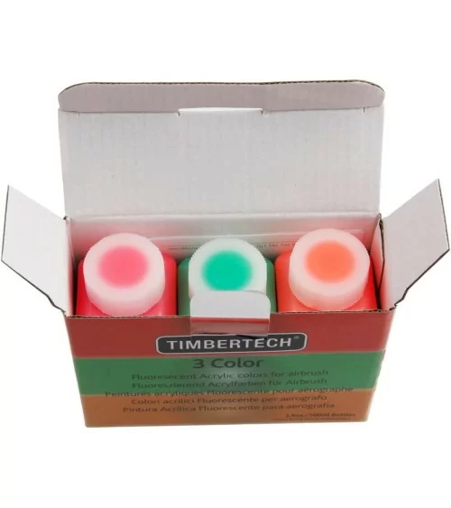 Peintures acryliques Timbertech | Lot de 3 couleurs fluorescentes