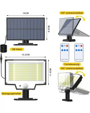 Lampe solaire d'extérieur avec détecteur de mouvement | Très puissante