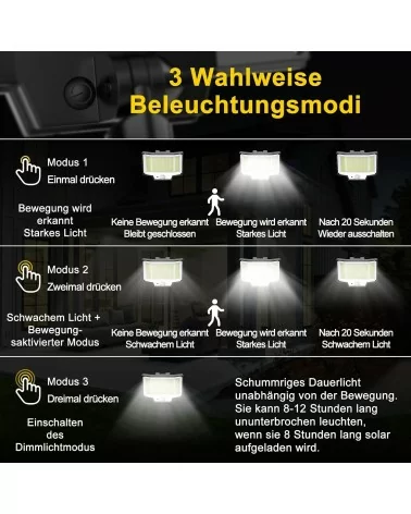 Lampe solaire d'extérieur avec détecteur de mouvement | Très puissante