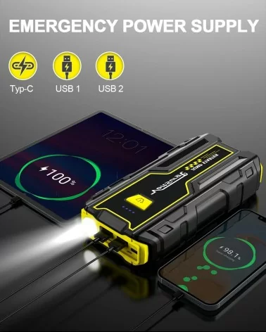 Batterie externe de secours pour voiture - 2000 A | Toujours à portée de main