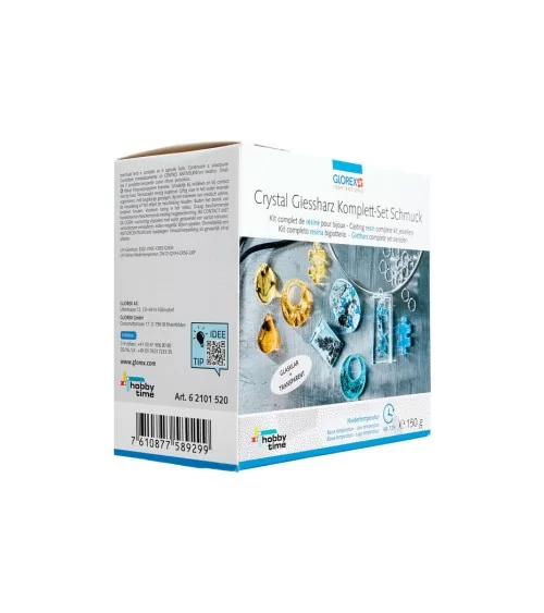 Kit complet de résine à couler Glorex Crystal pour bijoux | Transparente comme du verre