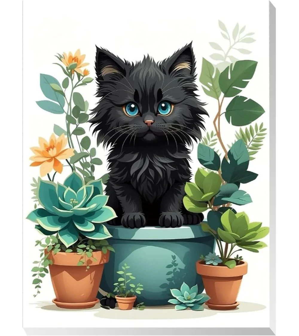Malen Nach Zahlen 40x50cm | Schwarze Katze