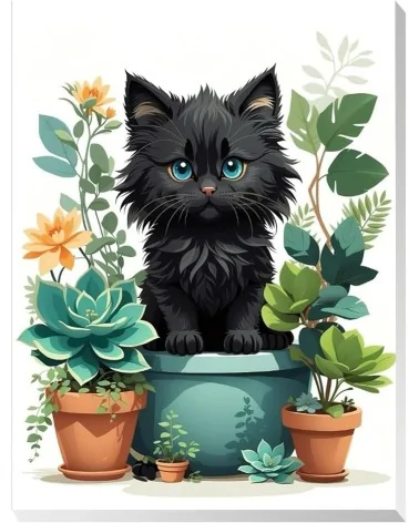 Malen Nach Zahlen 40x50cm | Schwarze Katze